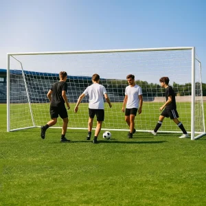 Foldable steel soccer goals includes 6 practice cones